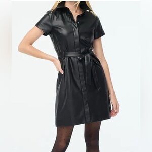 NWT J CREW FAUX LEATHER BELTED DRESS